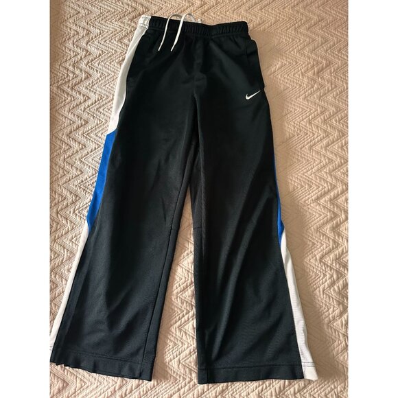 Boys Nike track pants size SMALL (8) Black with side stripes with zippers - Picture 1 of 4